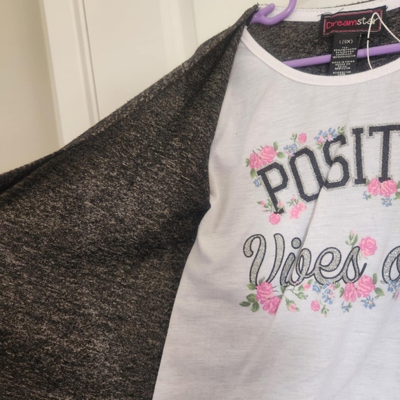 Girls gray Cardigan with attached positive vibes shirt size 6x - Picture 4 of 7
